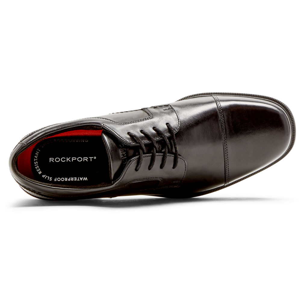 Rockport Singapore Mens Oxfords - Robinsyn Waterproof Cap Toe Black - BW8053619